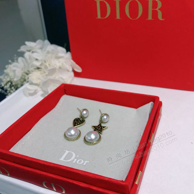DIOR飾品 DIOR19年新款 迪奧心形做舊古銅色耳釘  zgbq1147